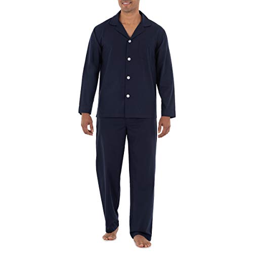 Fruit of the Loom Herren Broadcloth Pyjama-Set mit kurzen Ärmeln Pyjamaset, Midnight Blue, Large von Fruit of the Loom