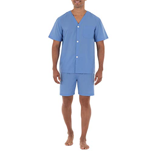 Fruit of the Loom Herren Broadcloth Pyjama-Set mit kurzen Ärmeln Pyjamaset, azurblau, Large von Fruit of the Loom