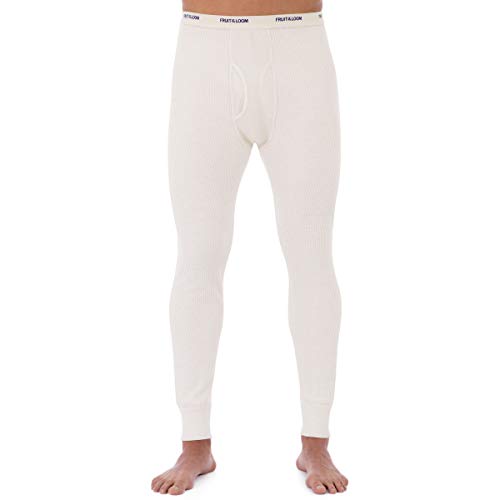 Fruit of the Loom Herren Classic Midweight Waffle Thermo-Unterhose (1 & 2 Packungen) - Beige - Large von Fruit of the Loom