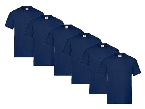 Fruit of the Loom Herren Heavy Cotton T-Shirts Diverse Farbsets 6er Sets M L XL 2XL 3XL & GRATIS HLKauf-Notizblock (6er Navy & 1x HLKauf Block, 3XL) von Fruit of the Loom