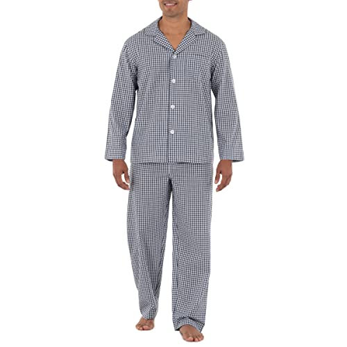 Fruit of the Loom Herren Langärmliges Pyjama-Set aus breitem Stoff Pyjamaset, Navy, XL von Fruit of the Loom