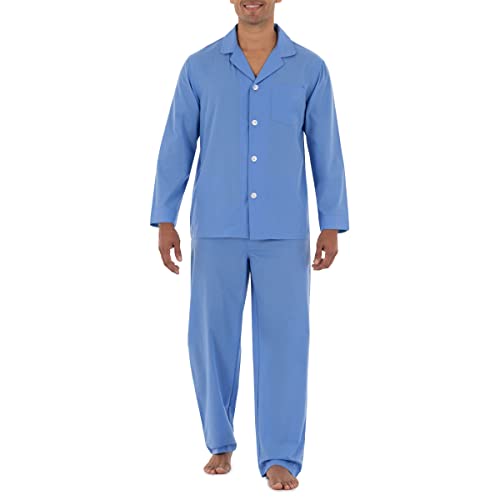 Fruit of the Loom Herren Langärmliges Pyjama-Set aus breitem Stoff Pyjamaset, azurblau, M von Fruit of the Loom