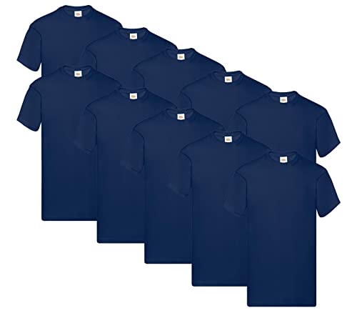 Fruit of the Loom Herren Original T. T-Shirt (10er Pack), Farbe:10x Navy + 1 HL Kauf Notizblock, Größe:M von Fruit of the Loom