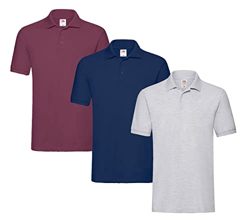 Fruit of the Loom Herren-Poloshirt 1x Burgund 1x Navy 1x Grau L + 1 HL Kauf Block von Fruit of the Loom