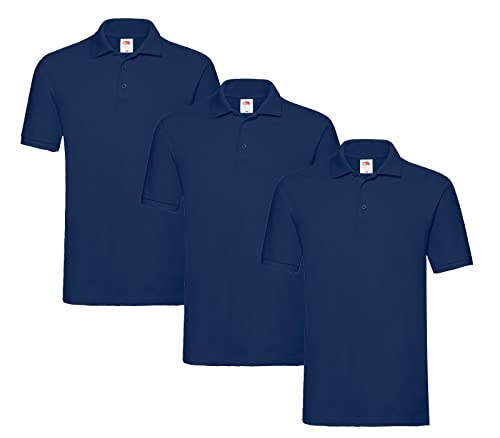 Fruit of the Loom Herren-Poloshirt 3er Navy L + 1 HL Kauf Block von Fruit of the Loom