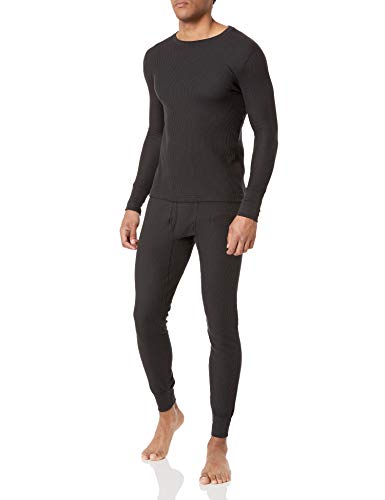 Fruit of the Loom Herren Recycled Waffle Thermal Underwear (Top and Bottom) Pyjama Set, schwarz, Medium von Fruit of the Loom