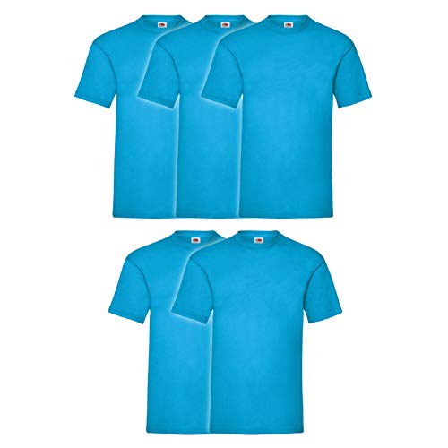 Fruit of the Loom Herren T-Shirt (5er Pack), Farbe:azurblau, Größe:2XL von Fruit of the Loom