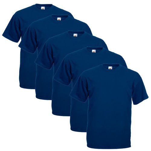 Fruit of the Loom Herren T-Shirt 5 er PackRegular Fit 11182V L,Blau - Navy von Fruit of the Loom