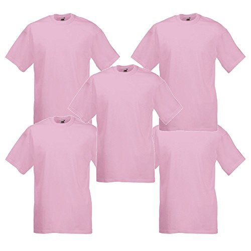 Fruit of the Loom Herren Valueweight, 5er-Pack T-Shirt, Rosa (Hellrosa 0_rosa (Hellrosa), S von Fruit of the Loom