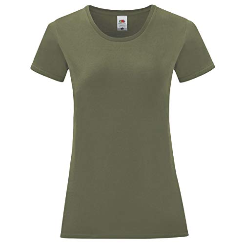 Fruit of the Loom Ladies Iconic T-Shirt Größe S - XXL, Farbe:Oliv, Größe:XS von Fruit of the Loom