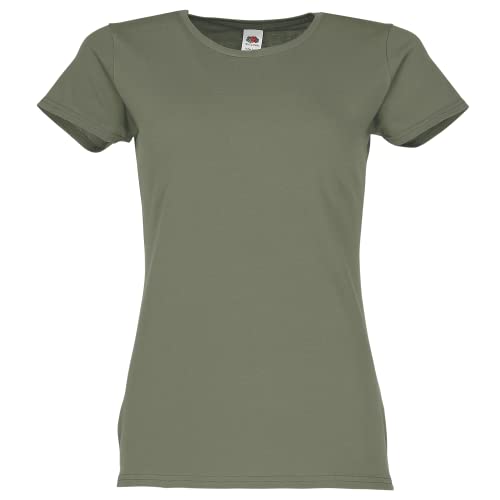 Fruit of the Loom Ladies Iconic T-Shirt Größe S - XXL, Größe:M, Farbe:Oliv von Fruit of the Loom