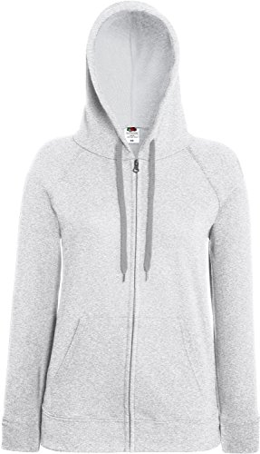 Fruit of the Loom Lady-Fit Lightweight Hooded Sweat Jacket 62-150-0 XS,Heather Grey von Fruit of the Loom