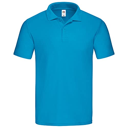 Fruit of the Loom Original Polo 63-505-0 Herren Baumwoll Poloshirt, Farbe:azurblau, Größe:M von Fruit of the Loom