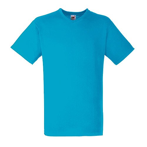 Fruit of the Loom - V-Neck T-Shirt 'Value Weight' Medium,Azure Blue von Fruit of the Loom