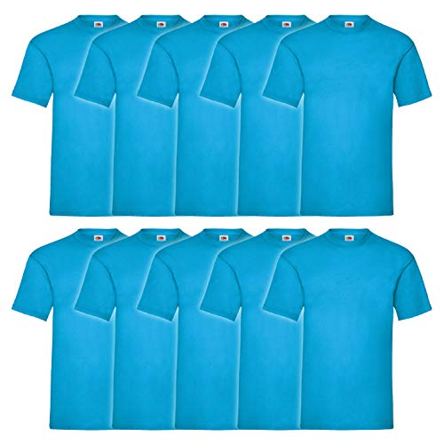 Fruit of the Loom Valueweight T 10er Pack Herren T-Shirt Mehrpack, Größe:3XL, Farbe:azurblau von Fruit of the Loom