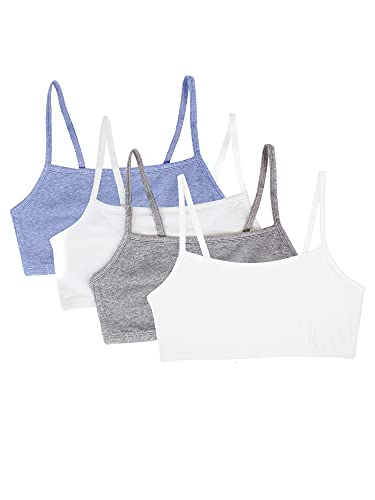 Fruit of the Loom Women's Spaghetti Strap Cotton Pullover Sports Bra, Heather Grey/White/White/Blue Heather 4-Pack, 42 von Fruit of the Loom