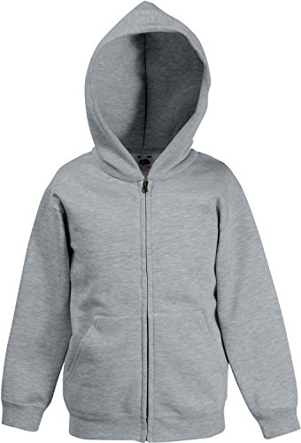 Kids Kapuzen-Sweatjacke 152 (12-13),Heather Grey von Fruit of the Loom