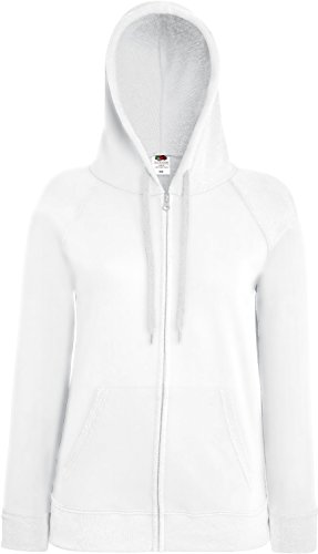 Fruit of the Loom: Lady-Fit Lightweight Hooded Sweat Jacket 62-150-0, Größe:XS;Farbe:White von Fruit of the Loom