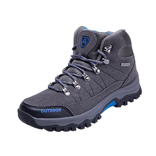 Sneaker-Einlegesohlen für Herren, Laufen, Herbst, Winter, atmungsaktiv, Outdoor-Wanderschuhe, High-Top-Schuhe, Wanderschuhe, Sneaker-Schuhe für Herren, grau, 42 1/3 EU von Fucouture