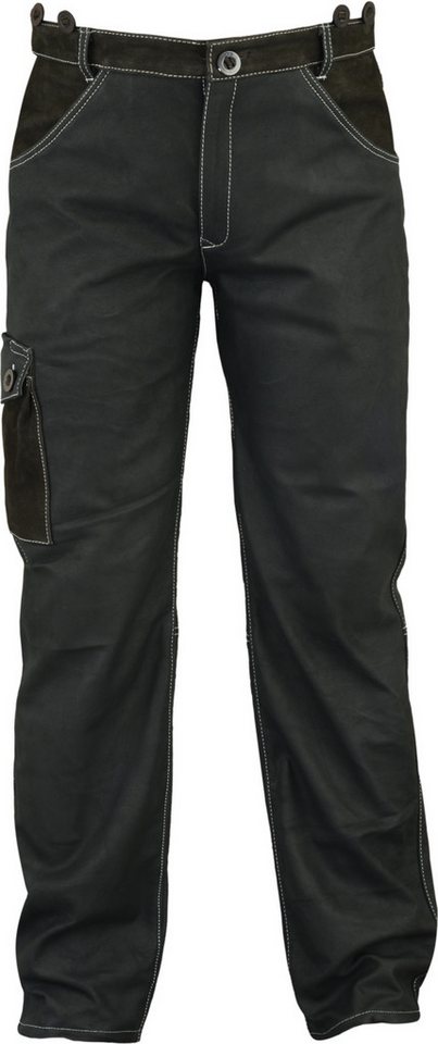 Fuente Leather Wears Bikerhose Lange Lederjeans Herren 5 Pocket Lederhose Nubukhose in Schwarz von Fuente Leather Wears