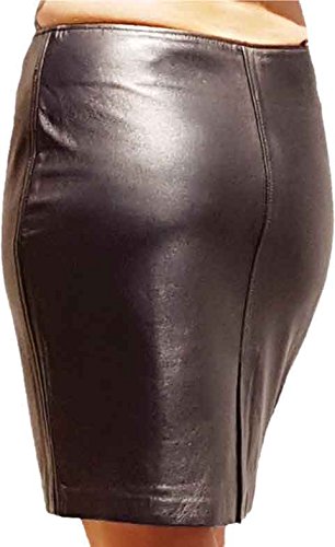 Fuente Leather Wears Lederrock kurz Damen- Kurzer Lederrock Minirock im Echtleder Lammnappa, schwarz (XL, Braun) von Fuente Leather Wears