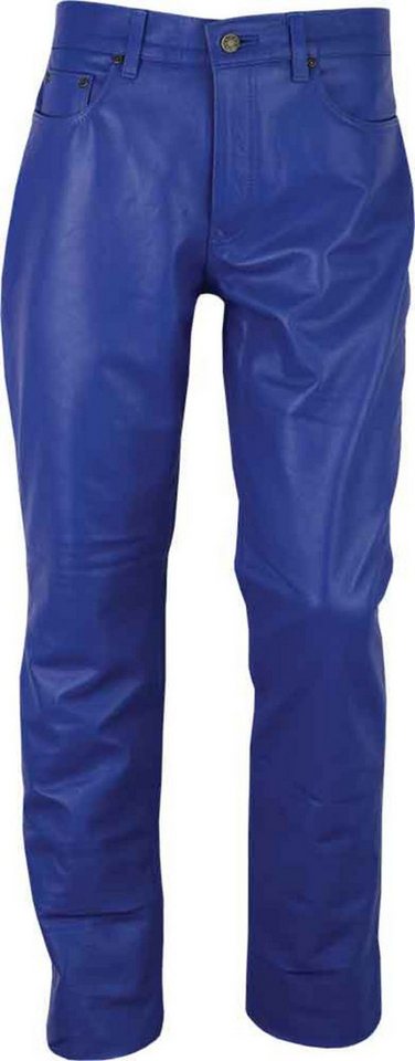 Fuente Leather Wears Motorradhose Biker Lederhose Herren lang Blau von Fuente Leather Wears