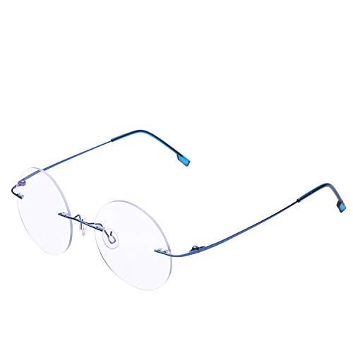 Randlose runde Lesebrille Titan Lightweight Readers Brille Männer Frauen +0.50 von Fuisetaea