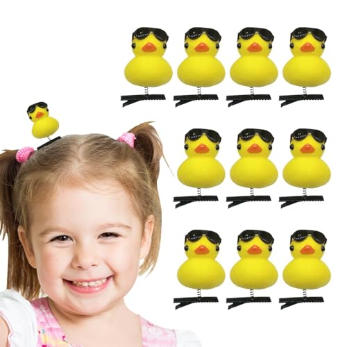 Fukamou Gelbe Enten-Haarnadel,Enten-Haarspangen,Gelbe Ente Plüsch Haarspangen | 10 Stück gelbe Entlein-Haarspange, Cartoon-Haar-Accessoires für Kinder von Fukamou