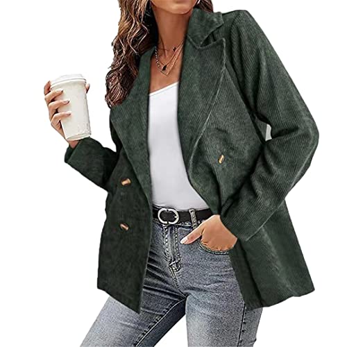 Office Lady Zweireihiger Blazer Revers Lange Ärmel Casual Solid Mäntel Frühling Herbst Anzüge, lichtgrün, 44 von Fulbant