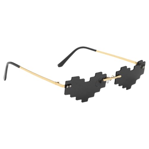 Fulenyi Herzförmige Brille,Herz-Sonnenbrille,Mosaik-Liebesform-Brille - Bunte, randlose, hochkantige Sonnenbrille, lustige Disco-Mosaik-Herzbrille für Erwachsene und Kinder von Fulenyi