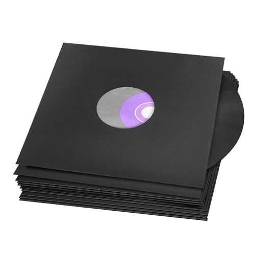 Fulenyi Schallplatten-Innenhüllen, Schallplatten-Schutzhüllen - 10 Stück schwarze, mit Poly gefütterte Schallplattenhüllen aus Papier für Alben - Schützende Album-Innenhüllen, leichte multifunktionale von Fulenyi