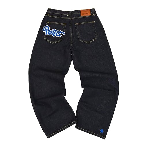 Baggy Jeans Herren Y2K Jungs Hip Hop Hose Breite Jeans Print Loose Fit Schwarze Männer Jeanshose Denim Hose Lockere Jogginghose Cargohose Streetwear 2023 von Fulidngzg