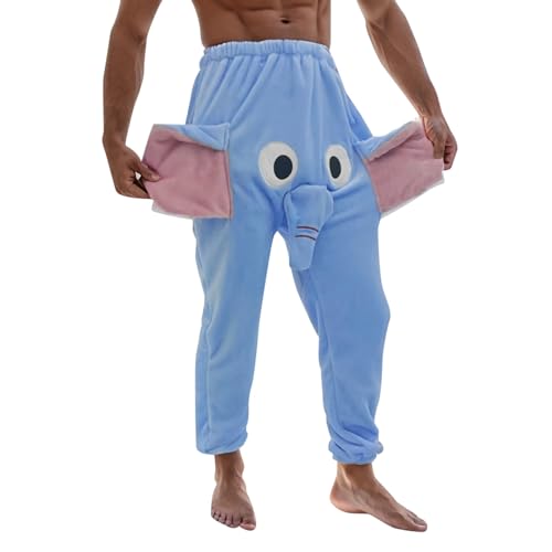 Elefanten Jogginghose mit Rüssel Männer Tiermotive Pyjamahose Schlafanzughose Lustig Winter Elefanten Hose Flanellhose Lang Unisex Elefantenhosen Pyjama Hosen Flauschig Unterwäsche Jungen Mädchen von Fulidngzg