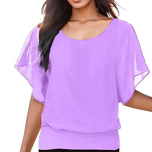 Fledermaus Shirt Damen: Kurzarm Schwarz Bluse Sommer Yoga T Shirts mit Gummizug Am Saum Chiffon Festlich Locker Oberteile Made in Italy Große Größen Tshirt Tunika Fledermaus Shirt Damen: Kurzarm Schwarz Bluse Sommer Yoga T Shirts mit Gummizug Am Saum Chiffon Festlich Locker Oberteile Made in Italy Große Größen Tshirt Tunika von Fulidngzg