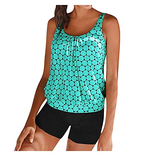 Fulidngzg Bademode Damen Tankini Große Größen Elegante Badebekleidung Badeanzug Lang mit Hotpants Bein Swimsuits Zweiteilig Bauchweg Oberteil Strandmode Sport Große Brüste Sexy Tanktop Sommer von Fulidngzg