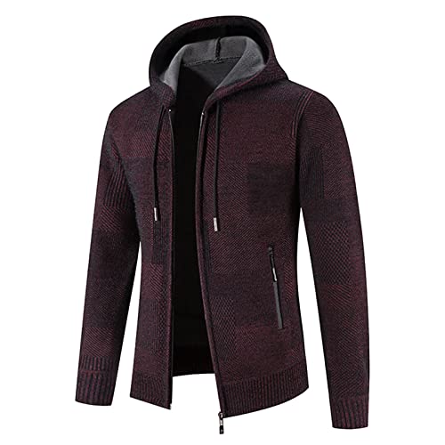 Fulidngzg Cardigan Herren: Strick mit Kragen Strickjacke Cardigan Ohne Kapuze Winter Trachtenjacke Sweatjacke Norweger mit Reissverschluss Outdoor Fleecejacke Fleece Langarm Wolljacke von Fulidngzg