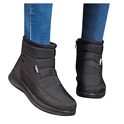 Fulidngzg Damen Schneeboots Gefüttert 39 Schwarz Reißverschluss Wasserdicht Oben Weit Warm Winterschuhe Schneestiefel Winterstiefel Damenstiefel von Fulidngzg