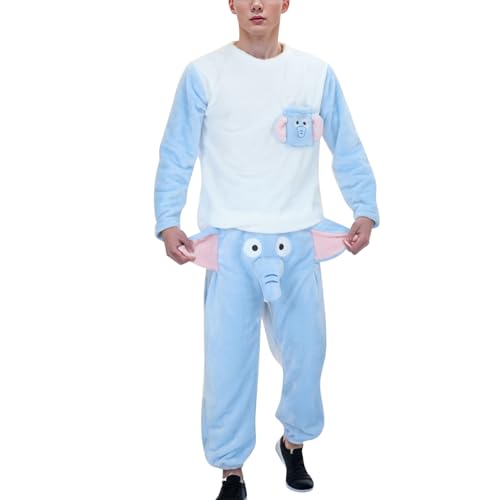 Fulidngzg Elefanten Schlafanzug Herren Lang Unisex Partner Pyjama Hausanzug 2-Teilig mit Rüssel Loungewear Hose Lustig Langarm Kuschelanzug Tiermotive Fluffy Nachtwäsche Fulidngzg Elefanten Schlafanzug Herren Lang Unisex Partner Pyjama Hausanzug 2-Teilig mit Rüssel Loungewear Hose Lustig Langarm Kuschelanzug Tiermotive Fluffy Nachtwäsche von Fulidngzg