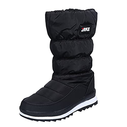 Fulidngzg Schneeboots Damen Gefüttert Wasserdicht 37 39 Schwarz Weiß Grau Outdoor Leder Hoch Warme Winterstiefel Winterschuhe Schneeschuhe Schneestiefel von Fulidngzg