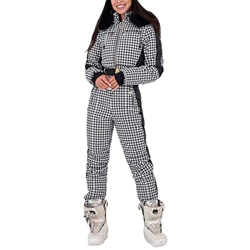 Fulidngzg Ski Anzug Damen, Outdoor Retro Schneeoverall Skianzug Große Größe Einteiler Skioverall Jumpsuit Ski Wasserdicht Schneeanzug Set Snowboard Sports Thermoanzug Overall Winter von Fulidngzg