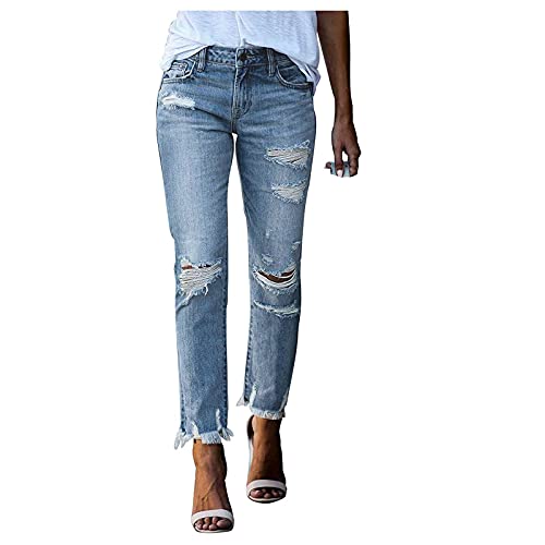 Fulidngzg Skinny Jeans Damen High Waist Schwarze Stretch Knopf Kleidung Jeanshose Capri Baggy Sommer Teenager Mädchen Damenmode Damenjeans Jeggings Straight mit Gummizug Italienische Mode Mom Jeans von Fulidngzg