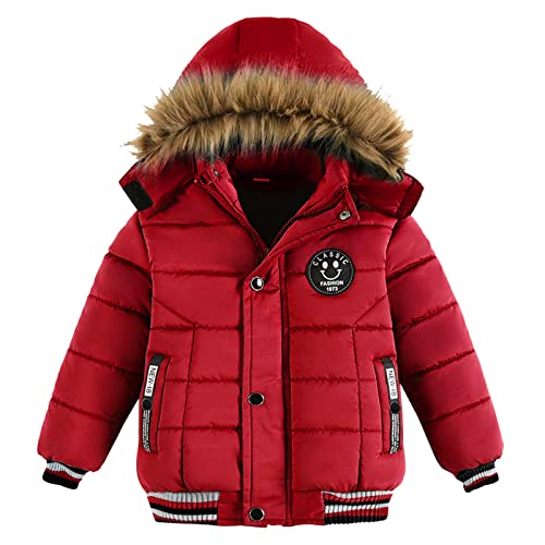 Fulidngzg Winterjacke Jungen Mädchen Kleinkind Gefüttert Winterjacke Wintermantel Kapuzenjacke Warm Übergangsjacke Kinderjacken Fleece Lang Steppjacke Dicke Reißverschluss Softshelljacke Schneejacke von Fulidngzg