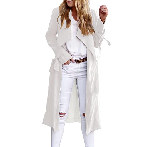 Mantel Frühling Damen Leicht Oversize Frühlingsmantel Übergangsjacke Übergang Tailliert Sommermantel Mantel Beige Elegant Übergangsmantel Damenmantel Lang Schwarz Mäntel Frauen Long Coat von Fulidngzg