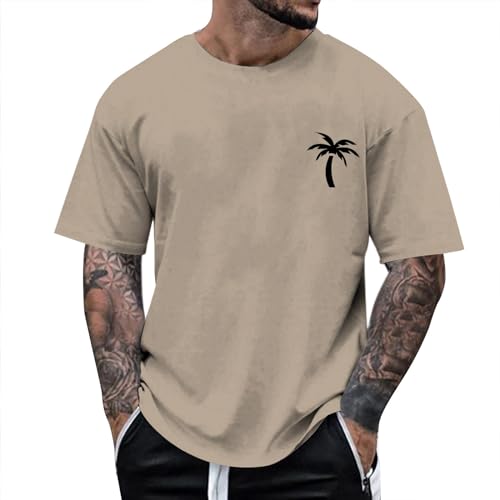 Oversized Tshirt Herren Kurzarm Palm Tree Gym Shirt Baggy Baumwolle Streetwear Basic Tshirt XXL Palm Tree Tshirt Longshirt Große Größen Basketball Shirt Sport Tshirts von Fulidngzg