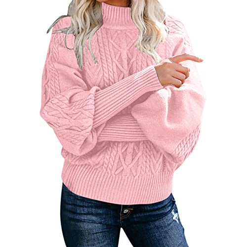 Rollkragenpullover Damen Baumwolle Wolle Kaschmir Strickpullover Pullover Cashmere Langarm Pulli Elegant Norweger Winterpullover Winterpullis Kuschel Baumwollpullover Rollkragenshirt von Fulidngzg