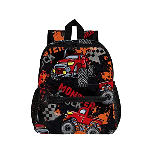 Fuliko Kawaii Rucksack Kinder mit Fach, 14 Zoll Spielzeugauto Schwarz Schulranzen Leicht Kindergartenrucksack Mädchen Jungen 3-8 Jahren, Lässig Kinderrucksack Schulrucksack Daypacks von Fuliko