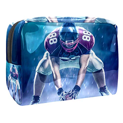 Kleine Make-up-Tasche, Reise-Kosmetiktasche für Damen und Mädchen, wasserdicht, tragbar, Kulturbeutel, tägliche Aufbewahrung, Organizer, American Football Sportspieler von FunHOMEs