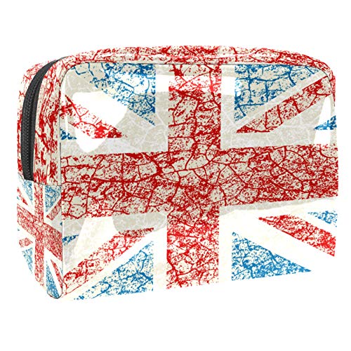 Kleine Make-up-Tasche, Reise-Kosmetiktasche für Damen und Mädchen, wasserdicht, tragbar, Kulturbeutel, tägliche Aufbewahrung, Organizer, Grunge-Flagge von Großbritannien von FunHOMEs