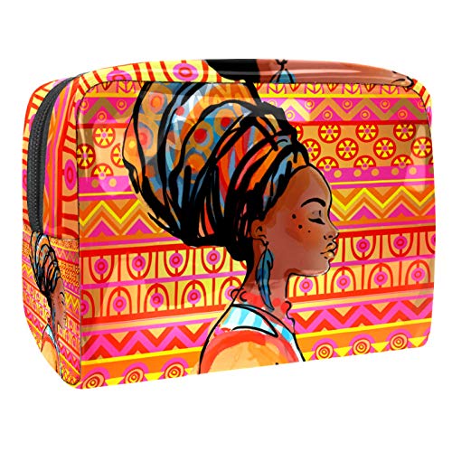 Kleine Make-up-Tasche, Reise-Kosmetiktasche für Damen und Mädchen, wasserdicht, tragbar, Kulturbeutel, tägliche Aufbewahrung, Organizer, Porträt einer afrikanischen Frau von FunHOMEs
