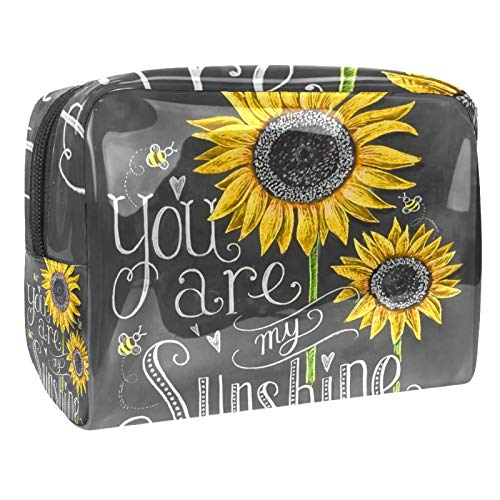 Kleine Make-up-Tasche, Reise-Kosmetiktasche für Damen und Mädchen, wasserdicht, tragbar, Kulturbeutel, tägliche Aufbewahrung, Organizer, You Are Sunshine Sunflower von FunHOMEs